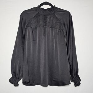 Nanette Lepore black satin balloon sleeve top NWT size XL